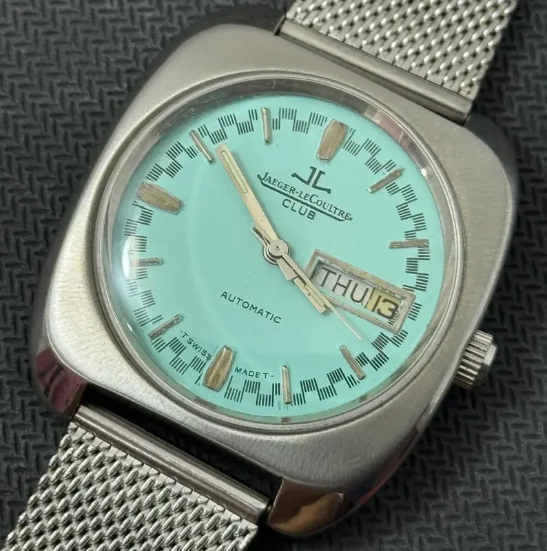 Jaeger LeCoultre Club vintage Automatic Cal.AS 1916 Swiss Movement tiffany blue Dial Date/Day Men’s Wrist Watch~ Swiss Made