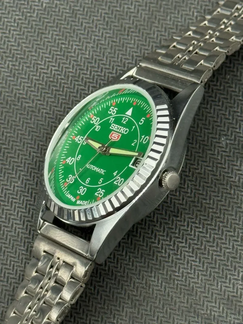 vintage beautiful Seiko 5 automatic 6309 Green Dial all steel Mens working wrist watch classic model 37.5mm - Image 6
