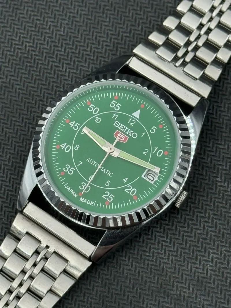 vintage beautiful Seiko 5 automatic 6309 Green Dial all steel Mens working wrist watch classic model 37.5mm - Image 3